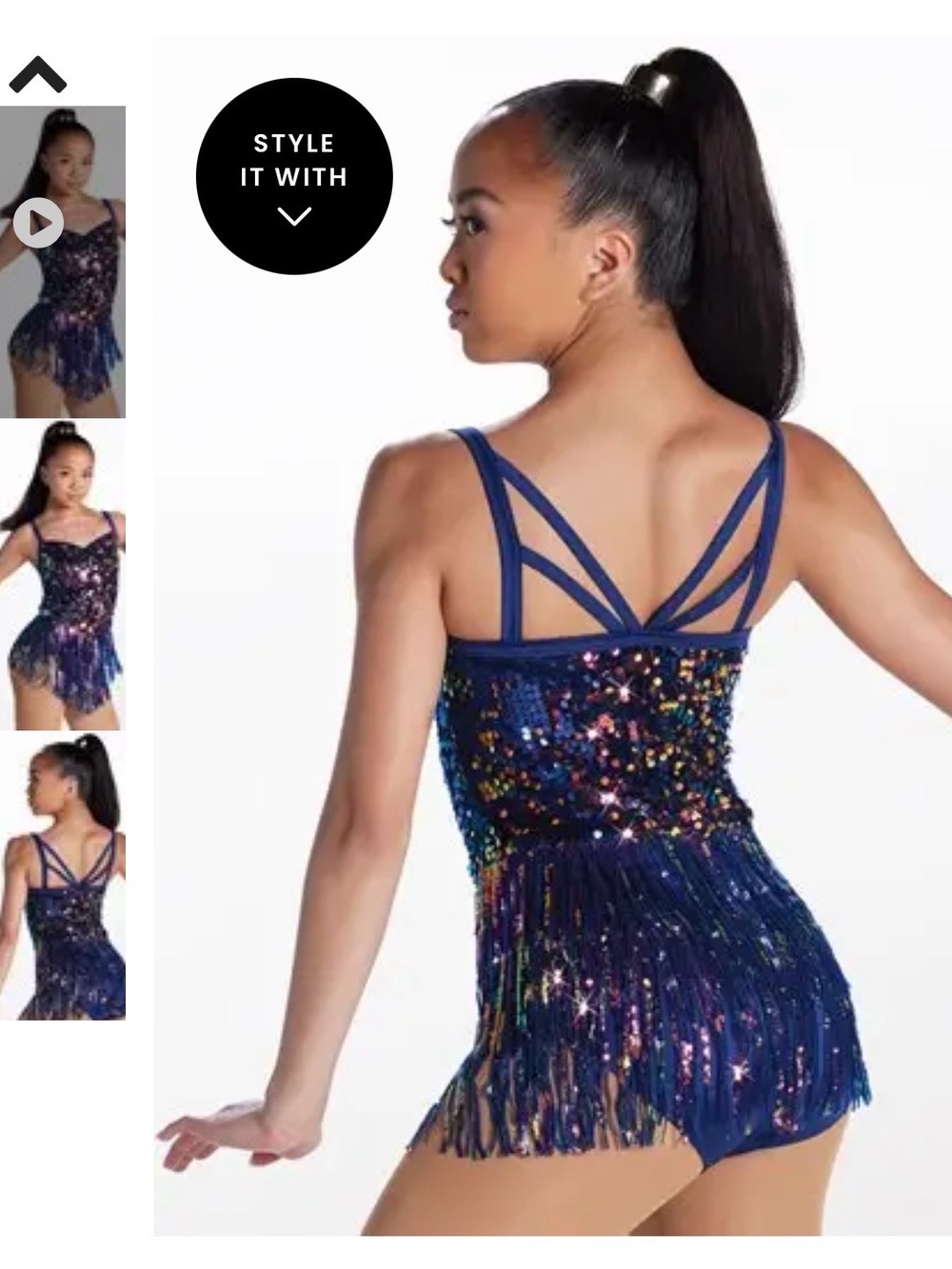 Weissman “Just One Dance” Adult XS blue sequin/fringe jazz costume - Picture 2 of 4